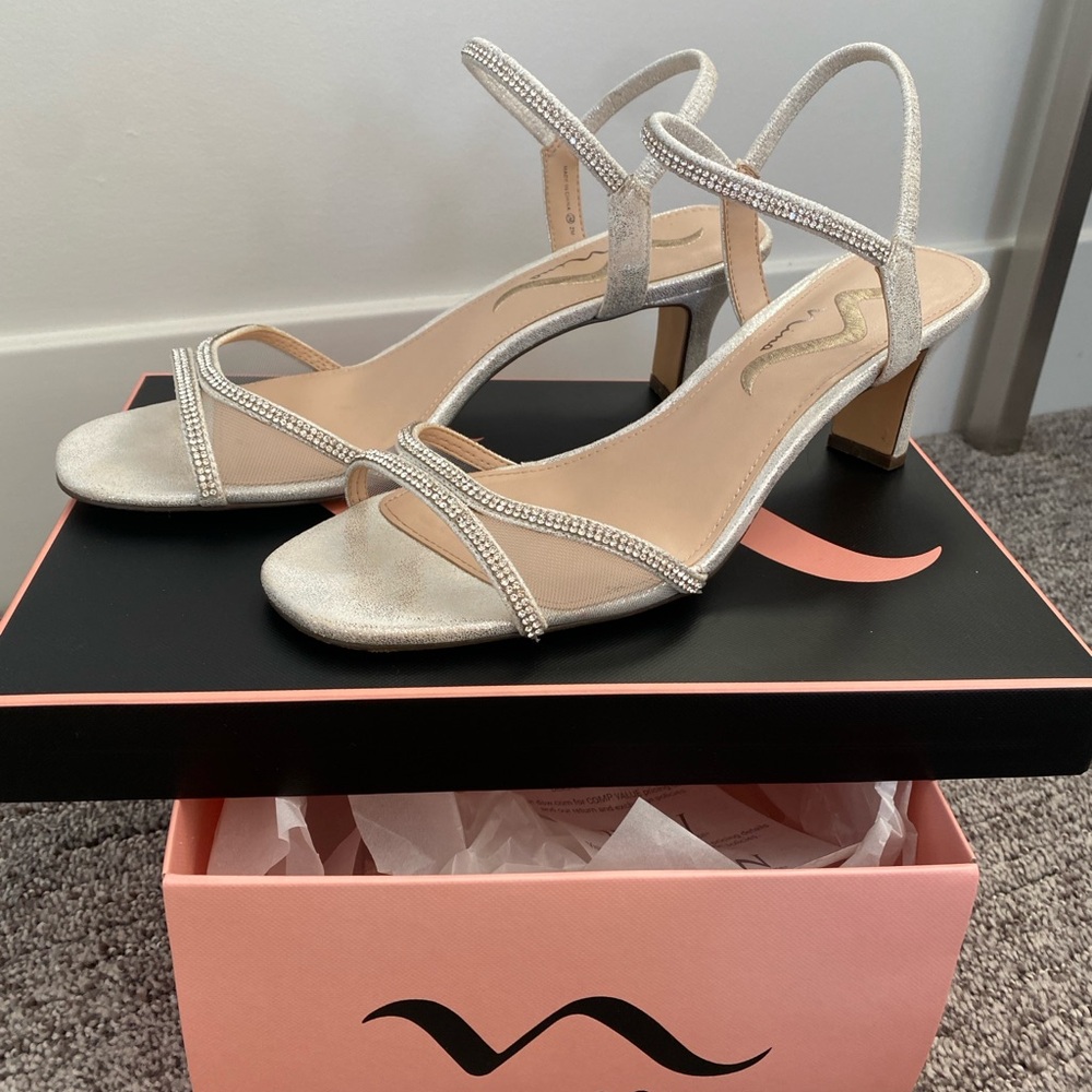 White and silver heel sandal